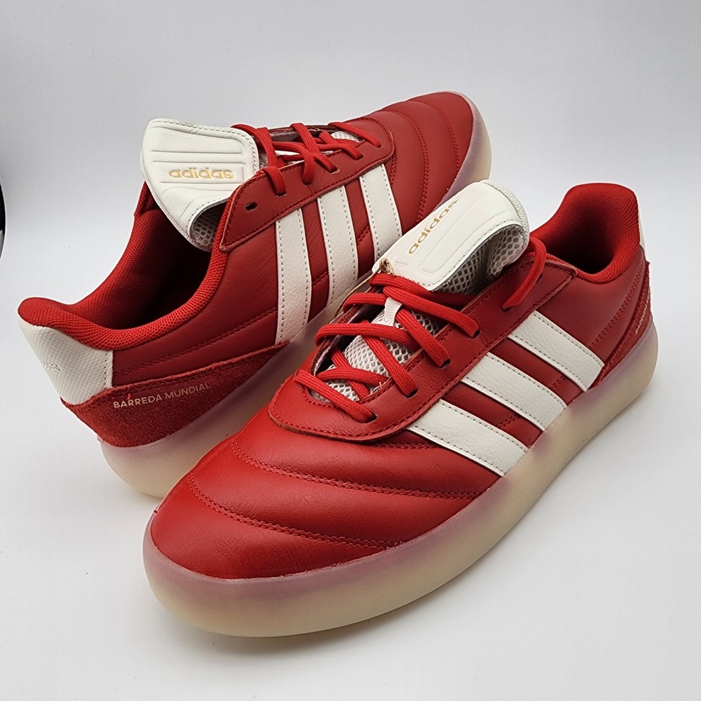 Adidas Barreda Mundial Mens 10.5 Red White Leather Skate Shoes HQ2352 NWB